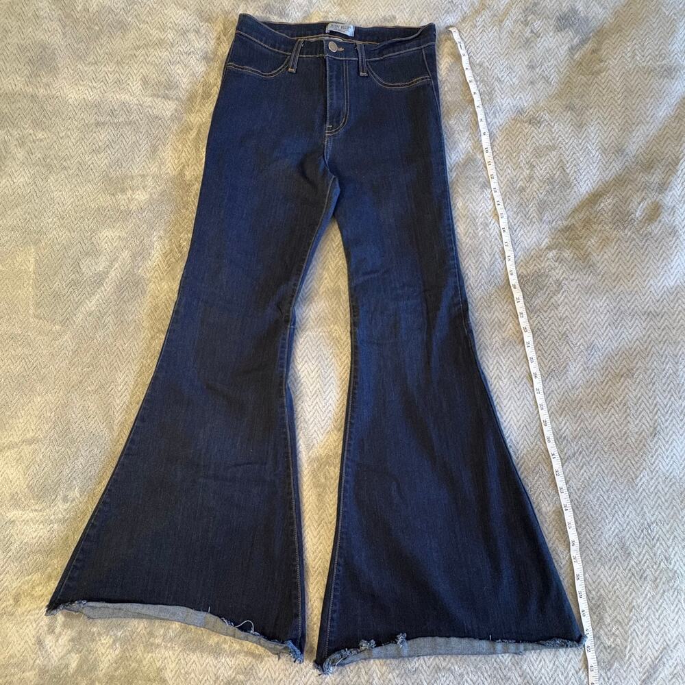 Judy Blue 8396 High Waisted Super Flare Bell Dark Wash Raw Hem Jeans Size 9/29